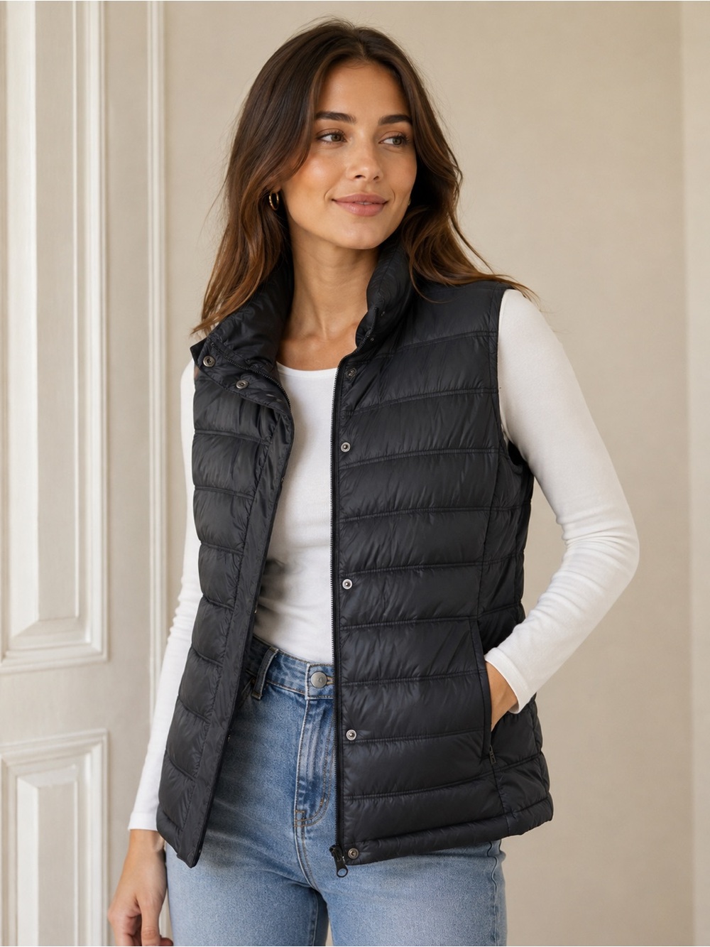 Mango Black Quilted Puffer Vest